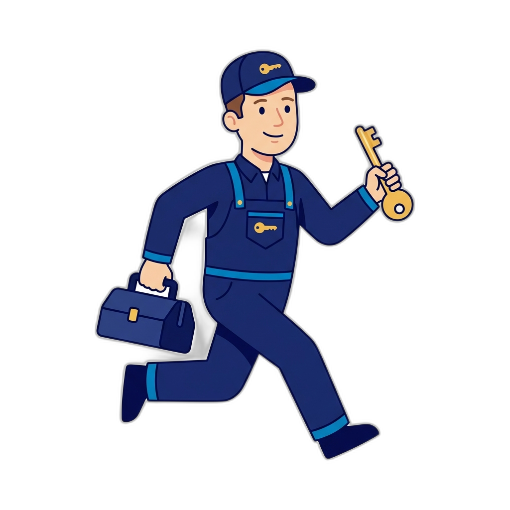Friendly locksmith hero illustration